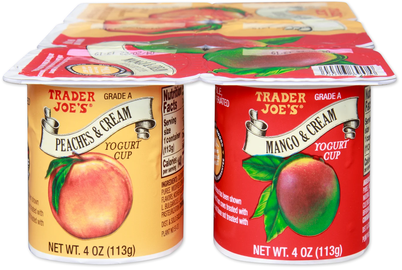 Peaches & Cream, Mango & Cream Yogurt Cups