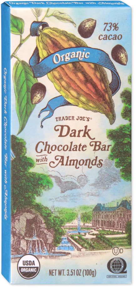 Organic Dark Chocolate Bar with Almonds
