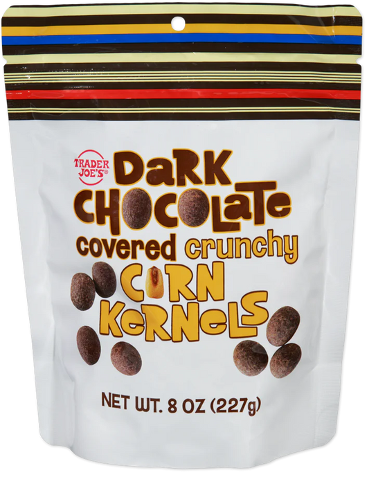 Dark Chocolate Covered Crunchy Corn Kernels
