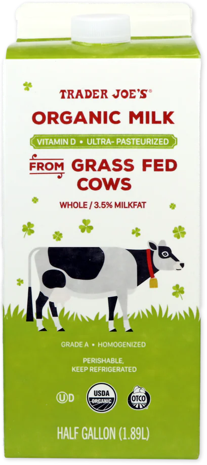 Organic Whole Milk from Grass Fed Cows